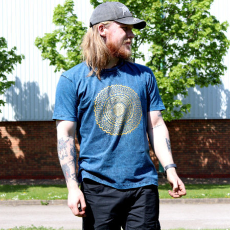 Grand t-shirt délavé à la pierre - Mandala - Bleu
