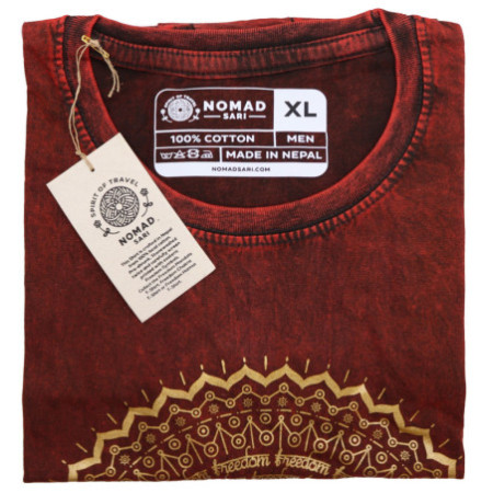 T-shirt délavé XL - Mandala - Bordeaux