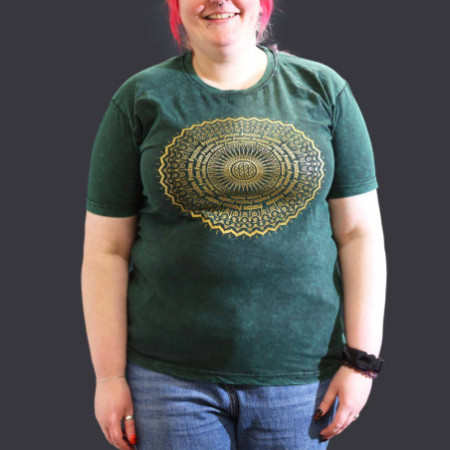 T-shirt délavé XL - Mandala - Vert