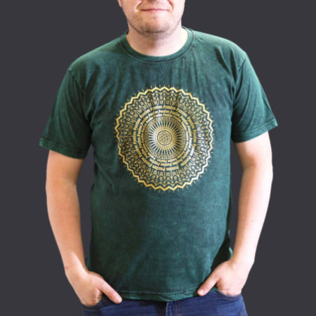 T-shirt délavé XL - Mandala - Vert
