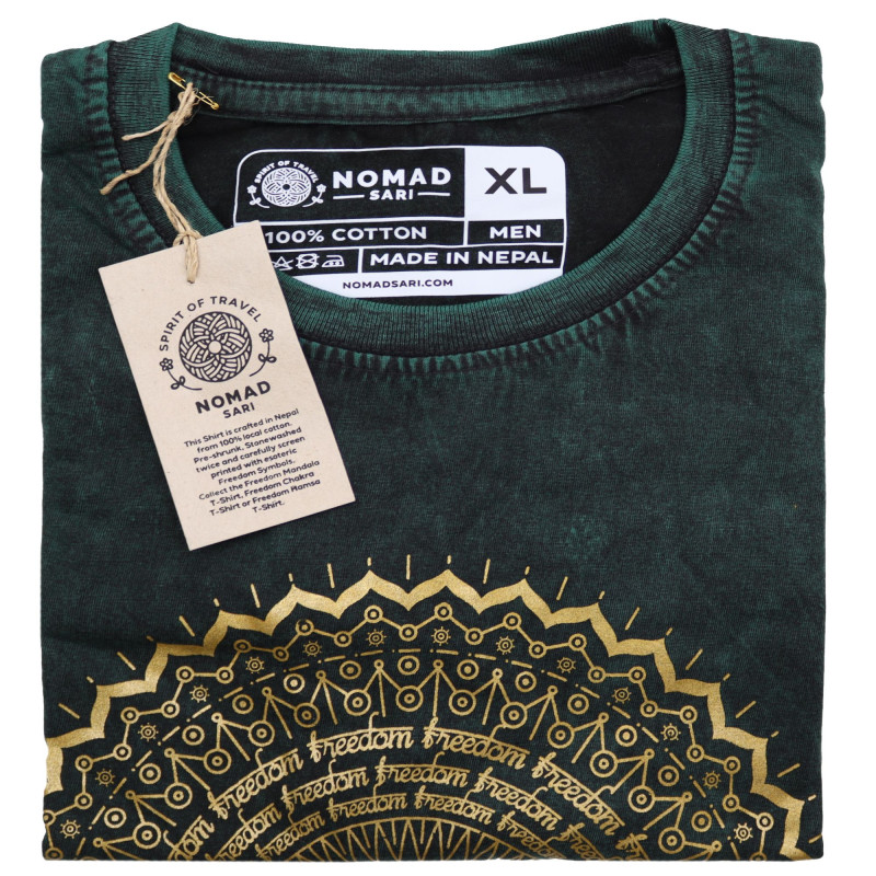 T-shirt délavé XL - Mandala - Vert