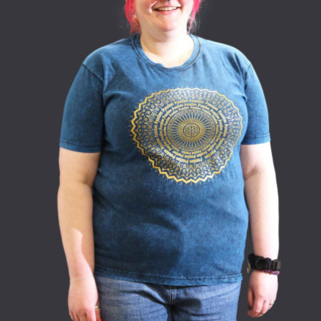 T-shirt délavé XL - Mandala - Bleu