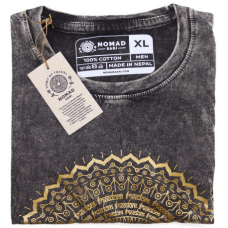 T-shirt délavé XL - Mandala - Gris foncé