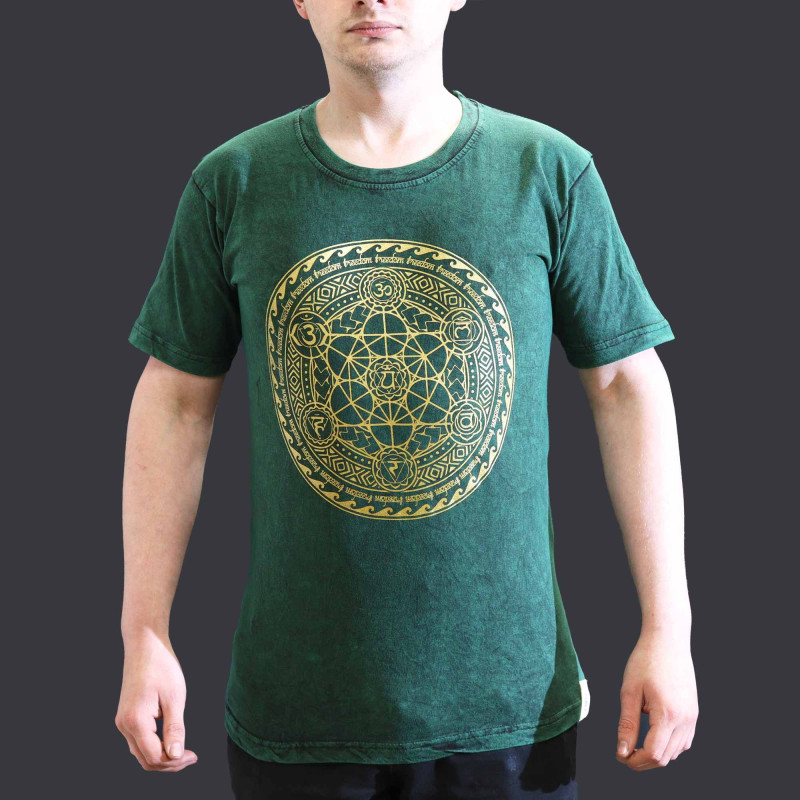 Petit t-shirt délavé à la pierre - Chakra - Vert