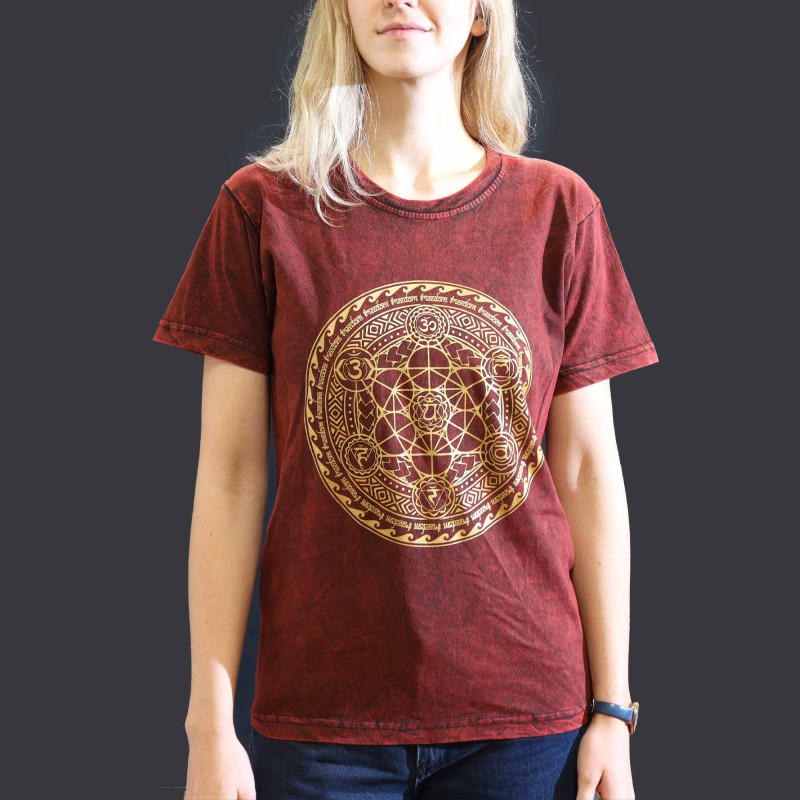 Petit t-shirt délavé à la pierre - Chakra - Marron
