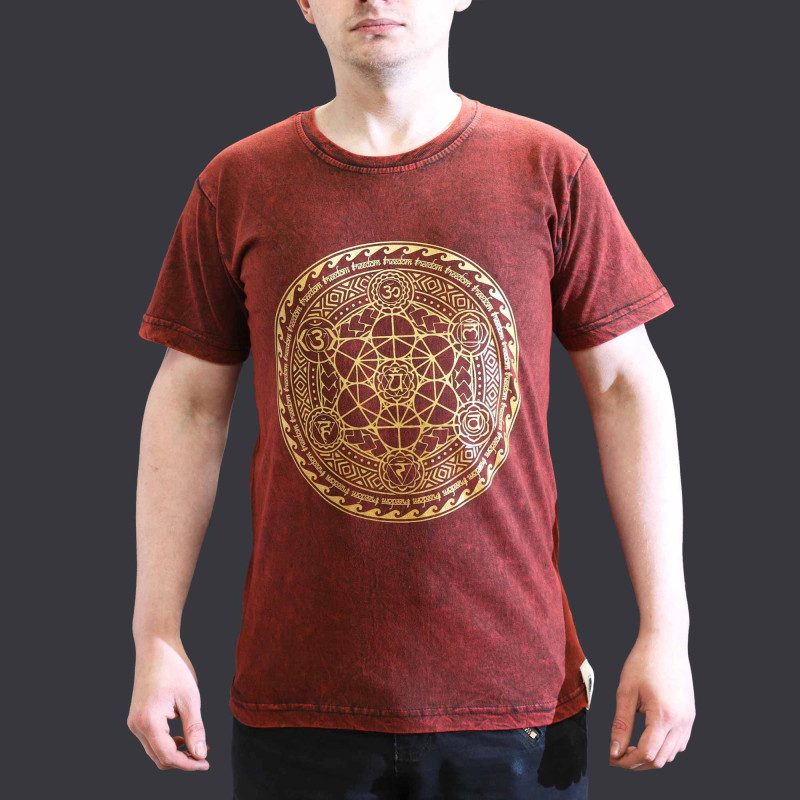 Petit t-shirt délavé à la pierre - Chakra - Marron