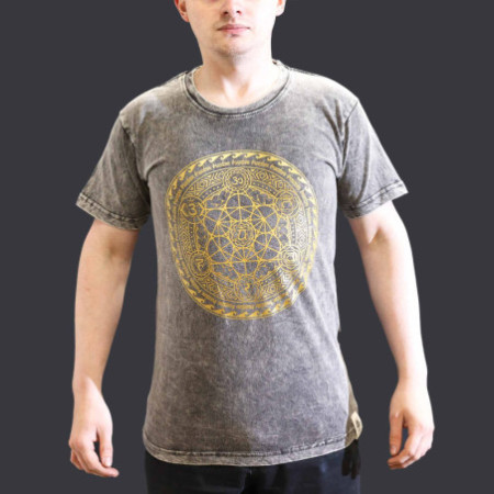 Petit t-shirt délavé à la pierre - Chakra - Gris foncé