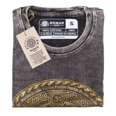 Petit t-shirt délavé à la pierre - Chakra - Gris foncé