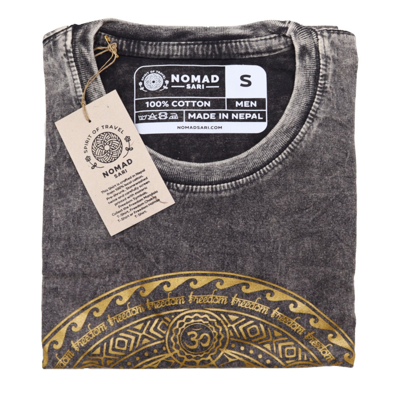 Petit t-shirt délavé à la pierre - Chakra - Gris foncé