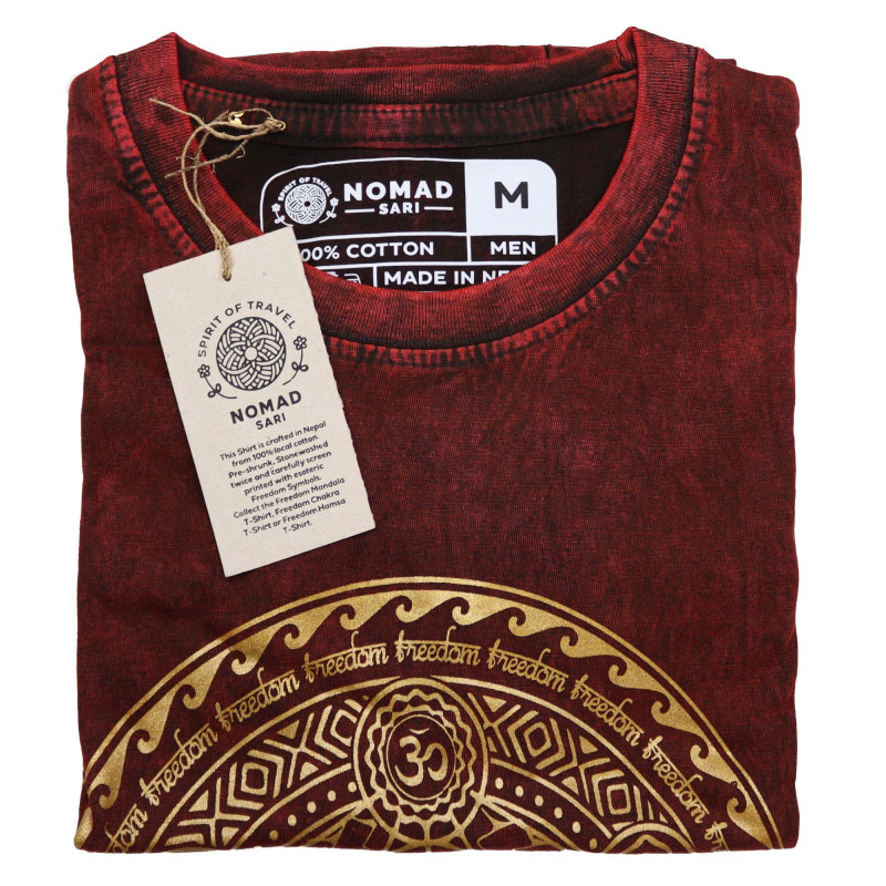 T-shirt délavé à la pierre de taille moyenne - Chakra - Marron