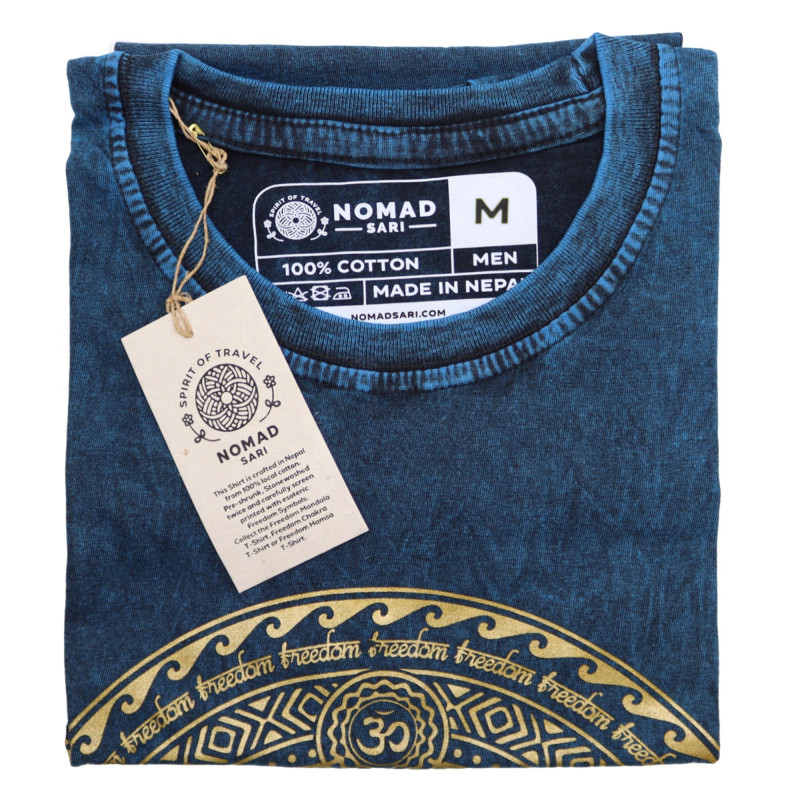 T-shirt délavé à la pierre de taille moyenne - Chakra - Bleu