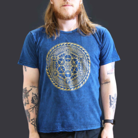 Grande chemise délavée à la pierre - Chakra - Bleu