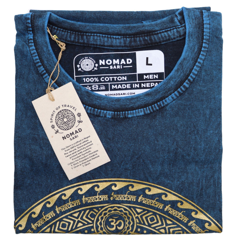 Grande chemise délavée à la pierre - Chakra - Bleu