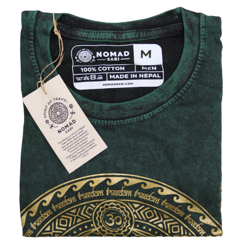 T-shirt délavé à la pierre de taille moyenne - Chakra - Vert