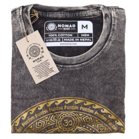 T-shirt délavé à la pierre de taille moyenne - Chakra - Gris foncé
