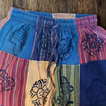 Sari nomade - Pantalon champignon - Motifs imprimés en bloc - Tons orange (105 x 127 cm) S/M