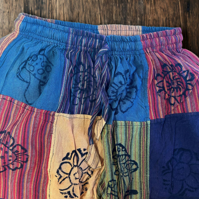 Sari nomade - Pantalon champignon - Motifs imprimés en bloc - Tons orange (105 x 127 cm) S/M