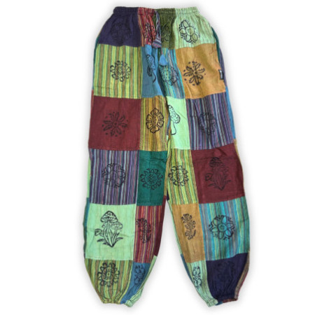 Nomad Sari - Pantalon Champignon - Motifs Imprimés en Bloc - Tons Verts (105x127cm) S/M