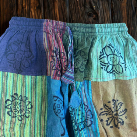 Nomad Sari - Pantalon Champignon - Motifs Imprimés en Bloc - Tons Verts (105x127cm) S/M