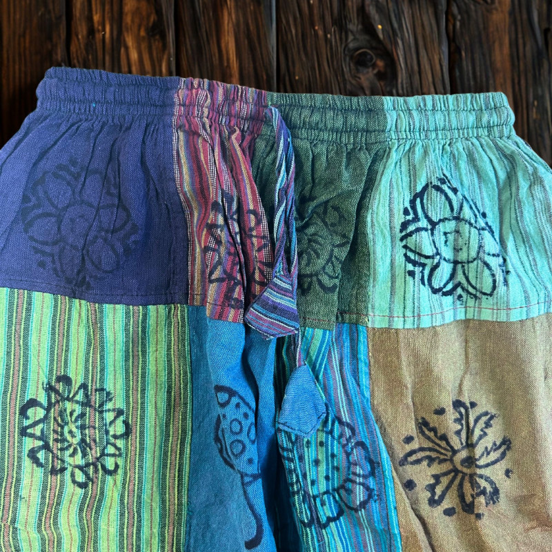 Nomad Sari - Pantalon Champignon - Motifs Imprimés en Bloc - Tons Verts (105x127cm) S/M