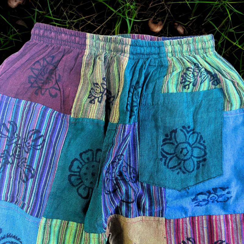 Nomad Sari - Pantalon Champignon - Motifs Imprimés en Bloc - Tons Verts (105x127cm) S/M