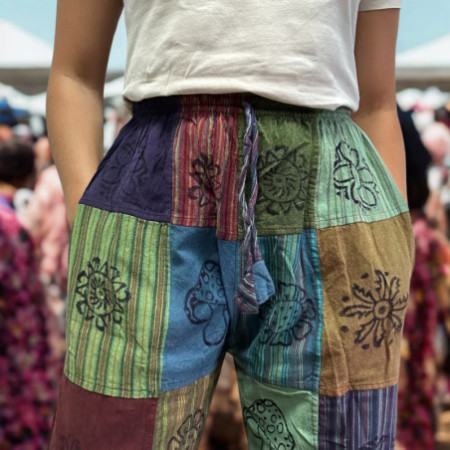 Nomad Sari - Pantalon Champignon - Motifs Imprimés en Bloc - Tons Verts (105x127cm) S/M