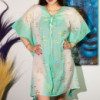 Nomad Sari On the Med Collection - Kaftan - Motif Poisson Blanc, Turquoise et Or
