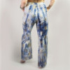 (LXL) Nomad Sari On the Med Collection - Pantalon de détente - Motif grec doré et bleu - Peint à la main
