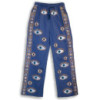 (ML) Nomad Sari On the Med Collection - Pantalon de détente - Motif œil maléfique peint à la main bleu riche et or