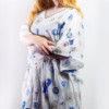 Nomad Sari On the Med Collection - Kaftan - Motif mauvais œil blanc, bleu et or