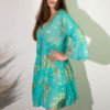 (LXL) Nomad Sari On the Med Collection - Robe - Motif corail turquoise et doré