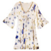 (LXL) Nomad Sari On the Med Collection - Robe - Motif mauvais œil blanc, bleu et or