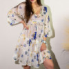 (LXL) Nomad Sari On the Med Collection - Robe - Motif mauvais œil blanc, bleu et or