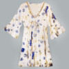 (LXL) Nomad Sari On the Med Collection - Robe - Motif mauvais œil blanc, bleu et or