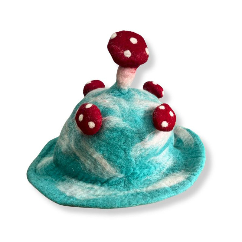 Chapeau champignon feutré - Perdu dans un ciel bleu