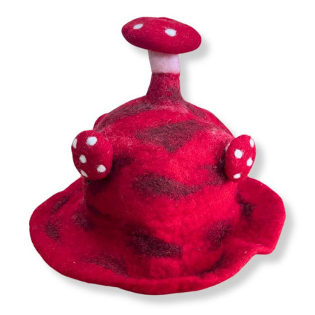 Chapeau champignon feutré - Rush To The Head Rouge