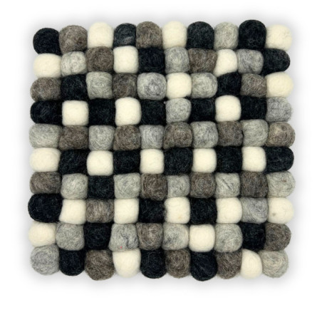 Set de table carré en boules de feutre - 20 cm - Couleur gris multicolore
