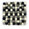 Set de table carré en boules de feutre - 20 cm - Couleur gris multicolore