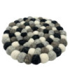 Set de table rond en boules de feutre - 20 cm - Couleur gris multicolore