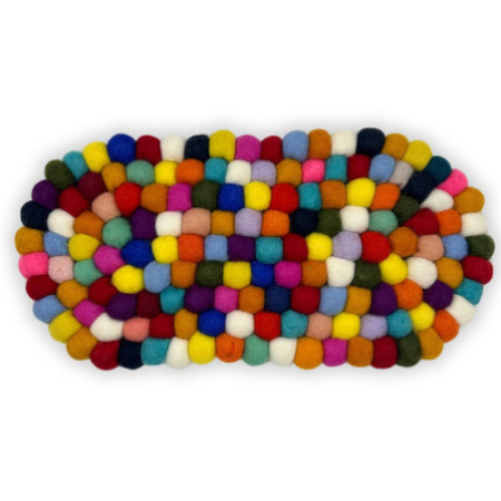 Tapis ovale en feutre - 38 x 18 cm - Multicolore