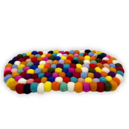 Tapis ovale en feutre - 38 x 18 cm - Multicolore