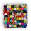 Dessous de verre carrés en boule de feutre - 10 cm - Couleur gris multicolore (lot de 4)