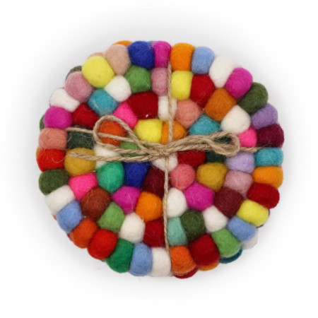 Dessous de verre ronds en feutre - 10 cm Multicolore (lot de 4)