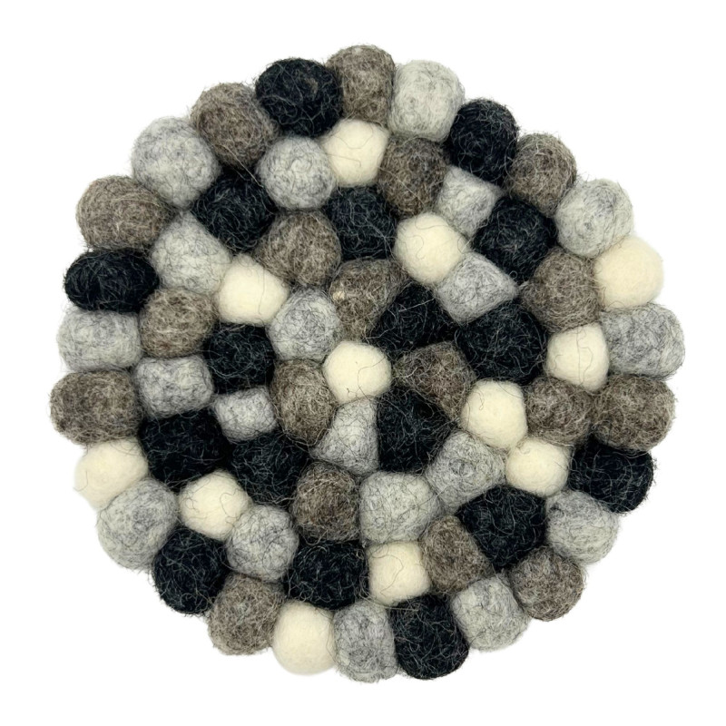 Dessous de verre ronds en feutre - 10 cm - Couleur gris multicolore (lot de 4)