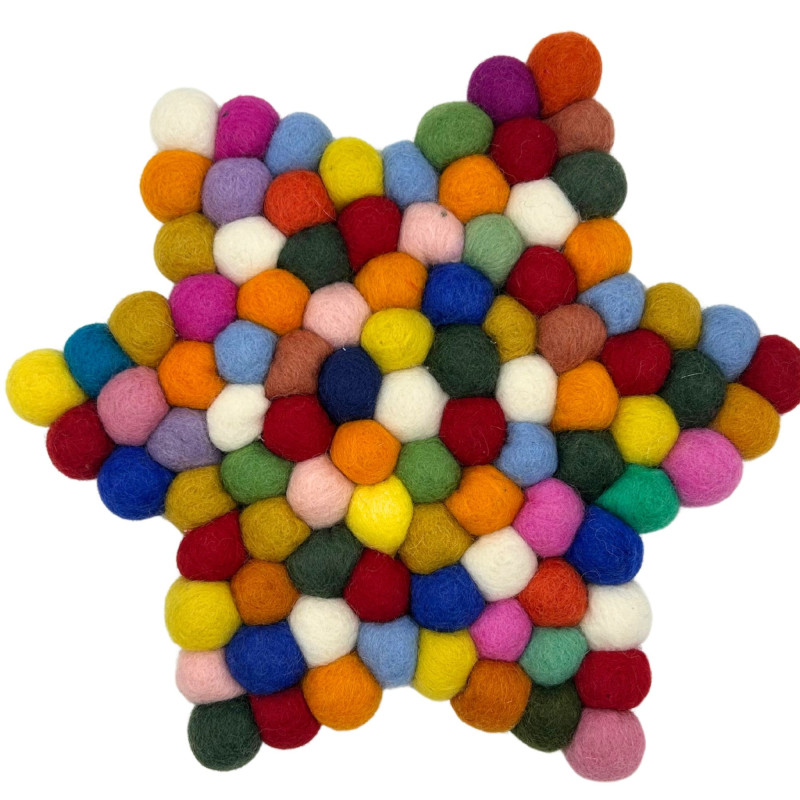 Tapis central étoile en feutre - Multicolore