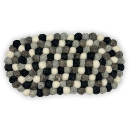 Tapis ovale en feutre - 38 x 18 cm - Couleur gris multicolore