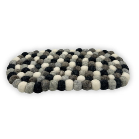 Tapis ovale en feutre - 38 x 18 cm - Couleur gris multicolore