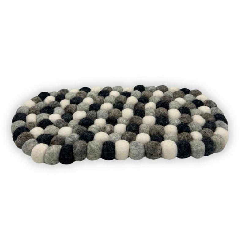 Tapis ovale en feutre - 38 x 18 cm - Couleur gris multicolore