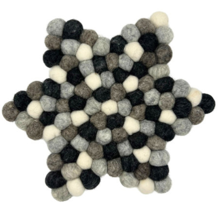 Tapis central étoile en feutre - Couleur gris multicolore