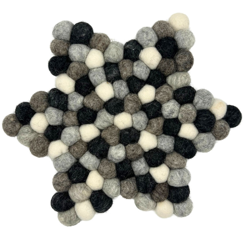 Tapis central étoile en feutre - Couleur gris multicolore
